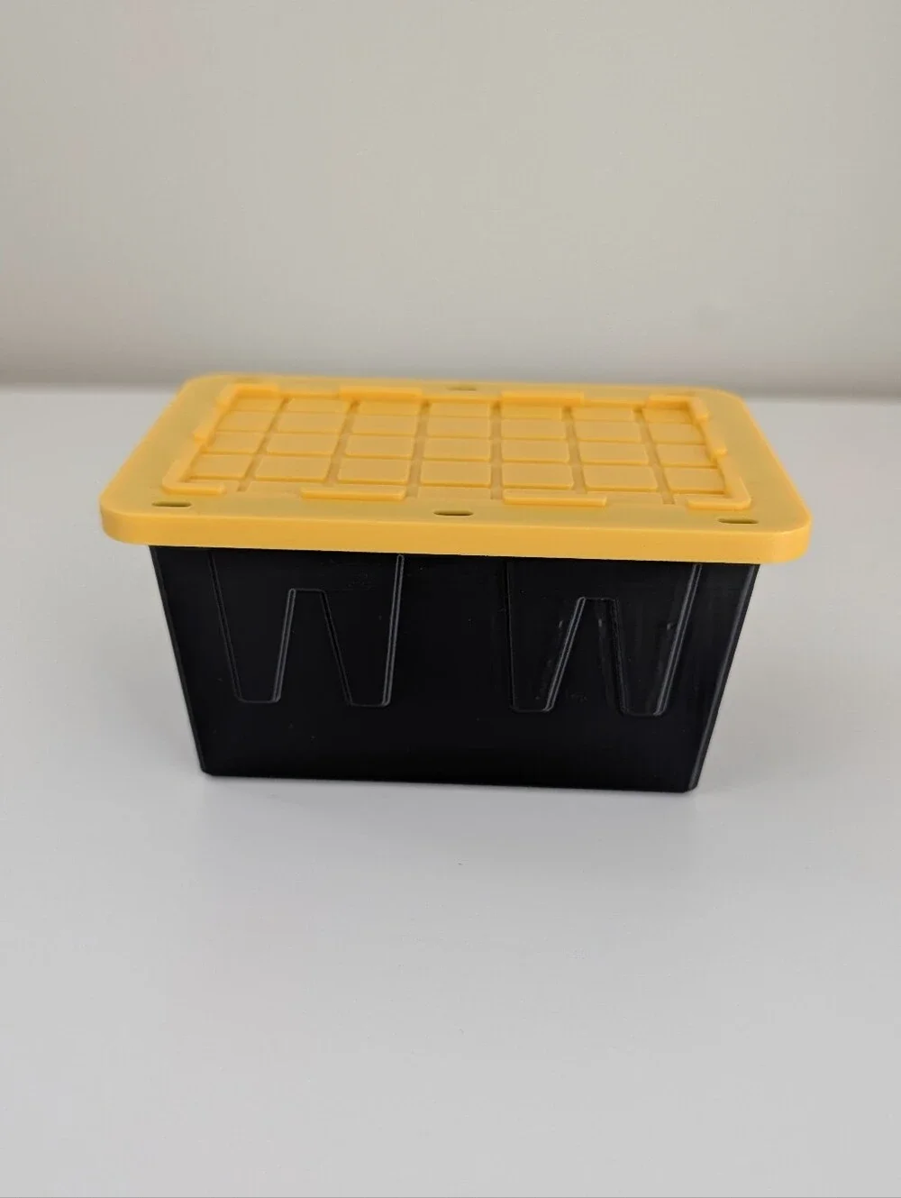 3D Printed Mini Storage Tote with Lid (Black & Yellow)
